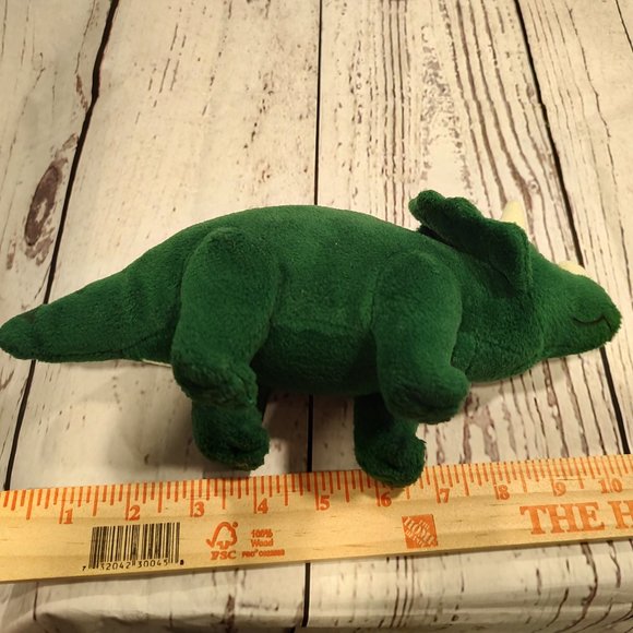 Dakin Dinosaur Triceratops Bean Bag Plush Kelly Green 11" long Toy Dino Horns - Picture 5 of 5